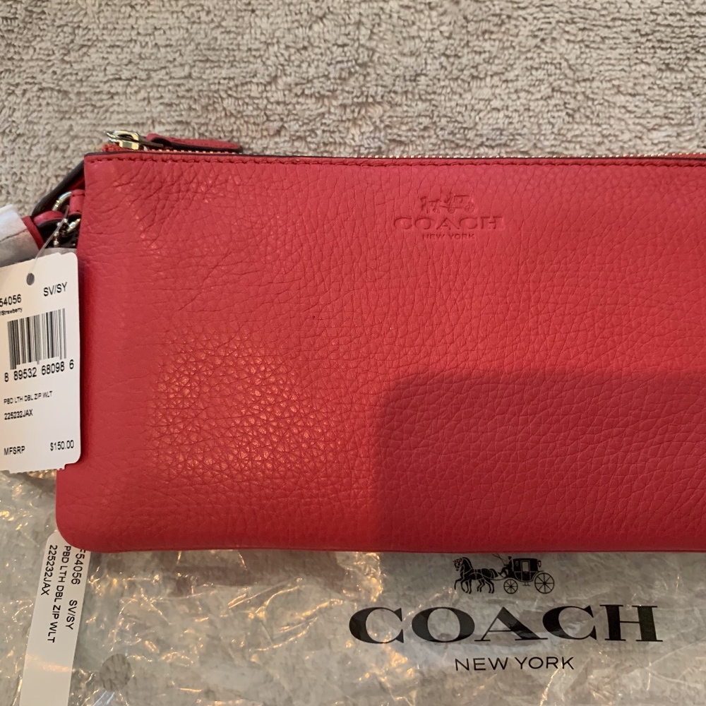 COACH FULL SIZE DBL CORNER ZIP WALLET WRISTLET NWT